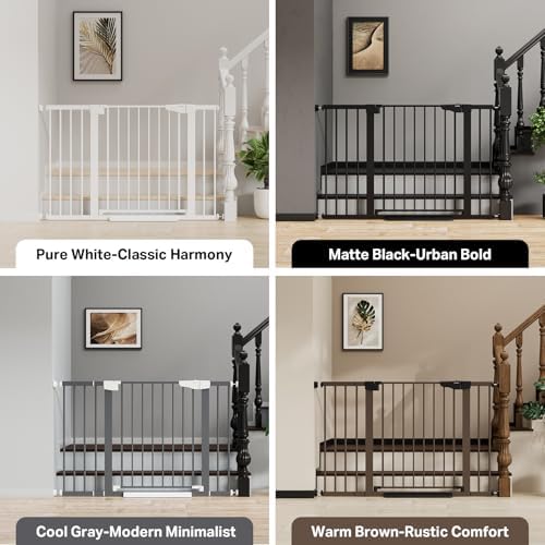 Cumbor 29.7-48 in Baby Gate for Stairs, Auto Close Dog Gate Indoor, Gray - Image 3