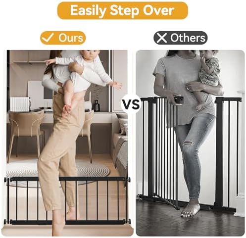 Dog Gate Indoor,18"-45" Adjustable Extra Wide Metal Short Dog Gate to Step Over, 14" Tall Small Pet Gate with 3 Extension Kits, Pressure Mounted for Doorways & Stairs Black - Image 4