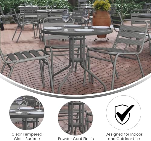 Flash Furniture 31.5 in Metal Round Table, Silver - Image 4