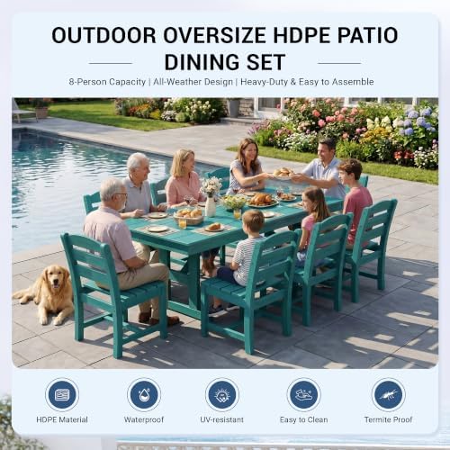 KINGYES Outdoor Armless Dining Chairs Set of 2,HDPE Patio Chairs,Aruba - Image 6