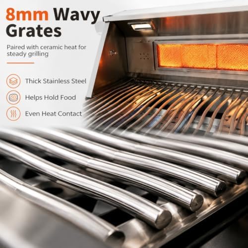 32in Built in Propane Gas Grills Charcoal & Natural Gas Triple Combo Grill - Image 5