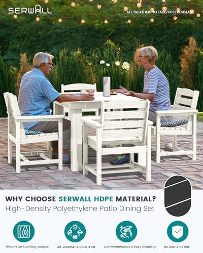 SERWALL HDPE Outdoor Square Dining Set for 4 - Image 3