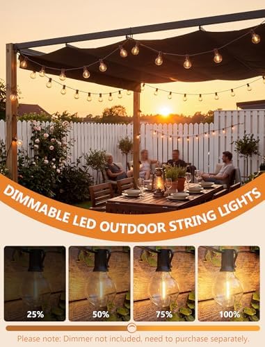50Ft LED Globe String Lights Shatterproof Waterproof G40 Outdoor Patio String Light with 52 Dimmable LED Bulbs, Hanging Patio Lights for Indoor Bistro Pergola Tents Wedding Party Christmas Decor-Brown - Image 5