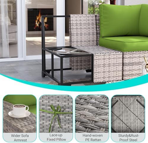 Outdoor Patio Furniture Set PE Wicker Rattan Outdoor Sectional Sofa - Image 6