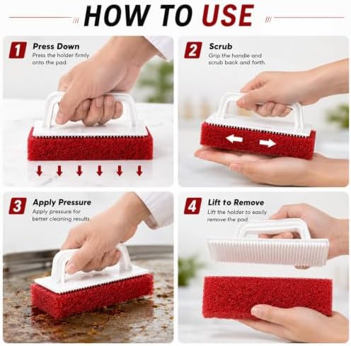 Griddle Cleaning Kit, 10 Bristle-Free Grill Scrubber Pads with Reusable Handle, 4 Cleaning Levels for Blackstone, Grill Grates, Cast Iron, Smokers & Oven Racks - Image 7