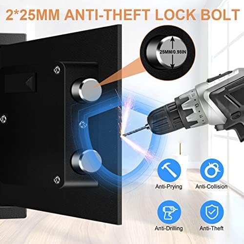 1.7 CUFT Home Safe Fireproof Waterproof, Anti-Theft Digital Security Personal Safe Box with Electronic Keypad and Removable Shelf, Small Fireproof Safe for Documents Money, Jewelry, Medications - Image 7