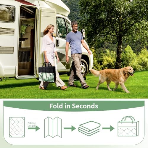 GENIMO Outdoor Rug, Waterproof Plastic Rugs 10'x14' for Camping Dark Green - Image 6