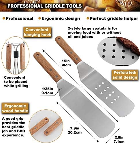 ROMANTICIST 8pc Professional Stainless Griddle Accessories Kit - Image 2