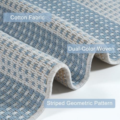 OJIA Striped Area Rug 5'x7' Outdoor Rug, Washable Patio Rugs Camping Rug - Image 2