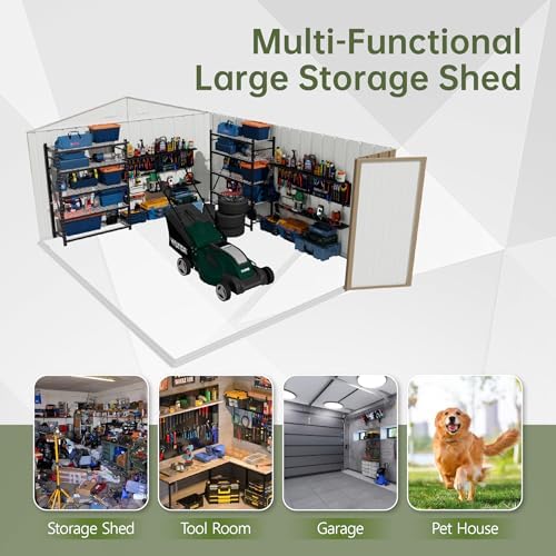 Devoko 10x14 FT Outdoor Storage Shed, Brown - Image 6