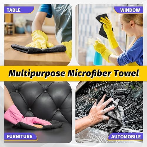 Microfiber Cleaning Cloth, 150 Pack Black Cleaning Rags Microfiber Towel Bulk Absorbent Lint-Free Wash Cloths, All-Purpose Towels for Cars, Shop, Automotive, Garage, Home & Kitchen - Image 7