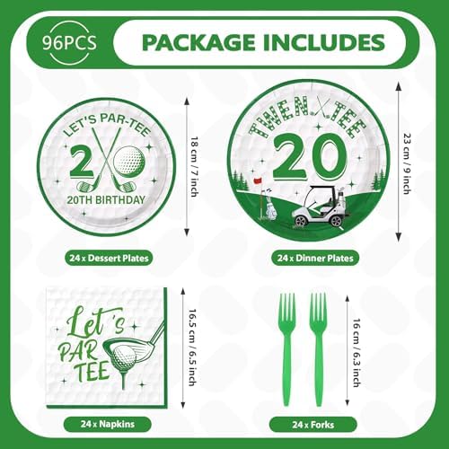 96Pcs Golf 20th Birthday Party Decoration for Men Women, Serve 24 - Image 4