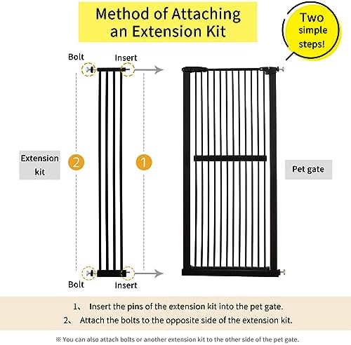 Lumizone 61.02" Extra Tall Pet Gate Extension Kit 8.27" Wide Black - Image 3