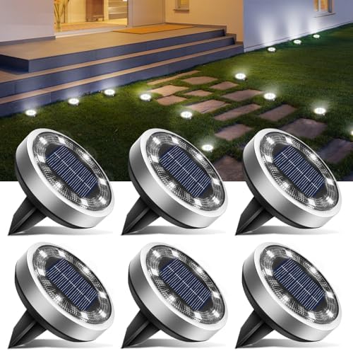 btfarm 6 Pack Solar Lights Outdoor Waterproof, 8 LED Solar Ground Lights by btfarmdecorativelighting