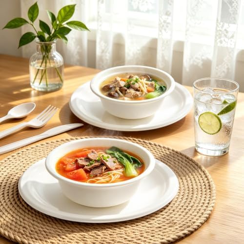 300PCS Disposable Paper Plates and Bowls Set with Long Utensils - Image 2