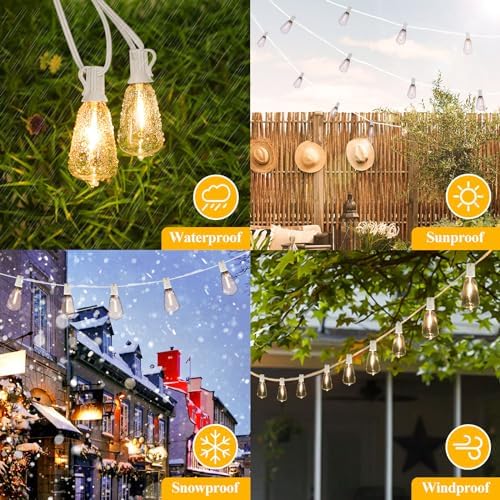 Brightever 100FT Outdoor String Lights 52 Bulbs, Waterproof Patio Lights - Image 5