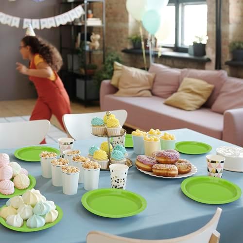 50 Pack Light Green Paper Plates 7" Round Disposable Green Tableware Set - Image 6