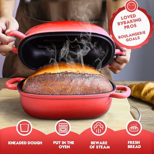 Dutch Oven 9x6 Inch, 2.5QT Cast Iron Bread Pans for Bread Baking - Image 4