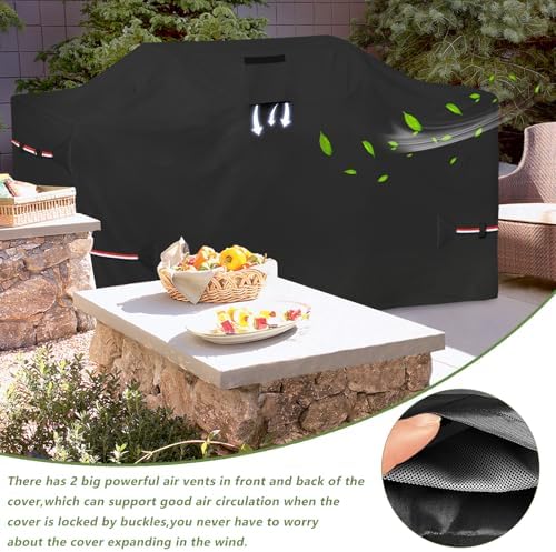 98 Inch Island Grill Cover - 600D Heavy Duty Waterproof All Weather Protection Outdoor Cover,Black - Image 5