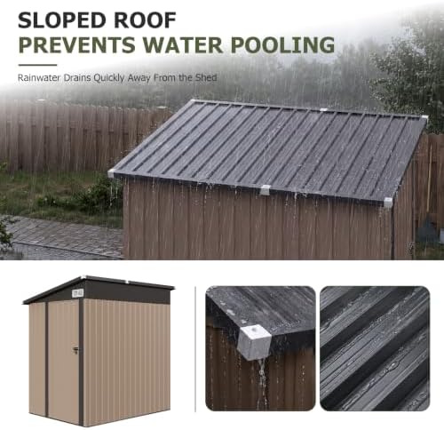 Aoxun 6x4 FT Lean to Outdoor Storage Shed with Sloping Roof - Image 4