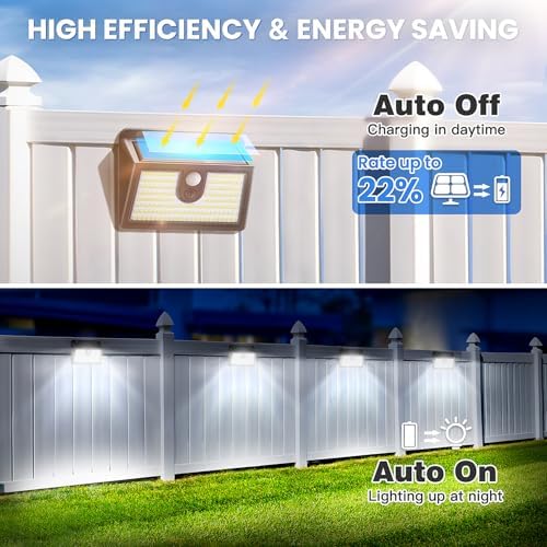 [10 Packs] Solar Motion Sensor Outdoor Lights, Super Bright Solar Lights Outdoor Waterproof, 3 Lighting Modes Security Wall Light for Outside Walking Dog Fence Backyard Deck Garden Door Step Garage - Image 2