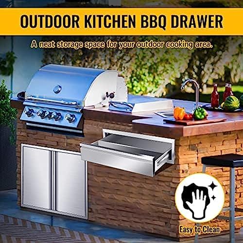 Pull Out Trash Drawer, Lower Sliding Rails Stainless Steel Roll Out Trash Bin Pull Out Tray With Handle For Outdoor Kitchen BBQ Island Grill Station,Single Drawer - Image 6