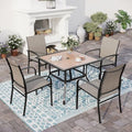 SUNSHINE VALLEY Patio Dining Set for 4, 37" Metal Table & Brown Chairs by SUNSHINEVALLEY