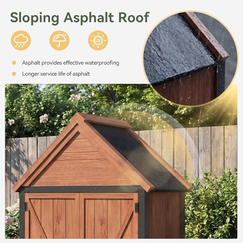 Aoxun Solid Wood Outdoor Cabinet 2.3'x1.3' with Asphalt Roof & Floor - Image 5