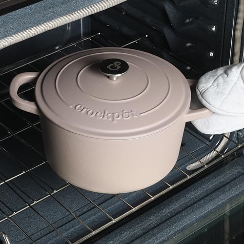 Crock Pot Artisan 7-Quart European Enameled Round Cast Iron Dutch Oven Pot With Lid - Matte Dusty Pink - Image 5