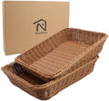 WeeNest Wicker Bread Basket, Rectangle Resin Wicker, 2 pcs, Light Brown by WeeNest