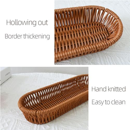 Silverware Organizer Basket, Silverware Basket for Drawer, Small Wicker Bread Cracker Baskets 6 Pack, Stackable Wicker Storage Baskets for Spoons Forks Knives Stationery (Oval) - Image 7