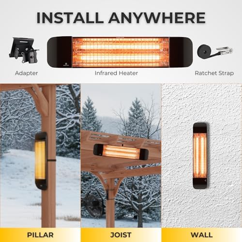 ZeboZap KDHT1500 1500W Infrared Electric Patio Heater for Gazebos, Pergolas, Decks, Garages, Backyards & Restaurants | Wall & Post Mounted Outdoor Heater - Image 6