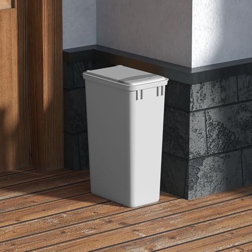 Dowell 50QT Wastebasket Trash Container, 13Gal, Plastic, Stackable, for Kitchen/Bathroom/Office,Tall Trash Can 22-3/8"H (Grey 4000 50 04) - Image 3