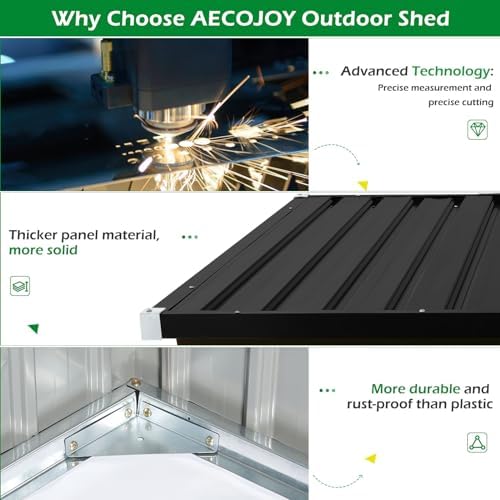 AECOJOY Outdoor Trash Can Storage Shed, 46 Cu.Ft Metal Garbage Bin Enclosure with Lift-Up Lid & Gas Strut, Waterproof Outdoor Garbage Can Organizer, Bike Shed Backyard Patio Garden, Brown - Image 7