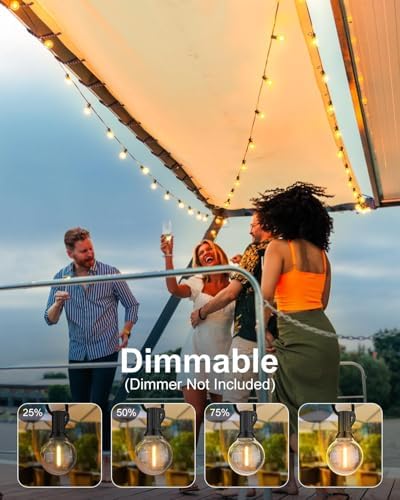 GLUROO 200FT(100FT*2PC) Outdoor String Lights, G40 LED Patio Lights with 100+4 Bulbs, Waterproof Shatterproof Dimmable Globe Hanging Outdoor Patio Lights Cafe, Bistro Outside Lights for Patio - Image 4
