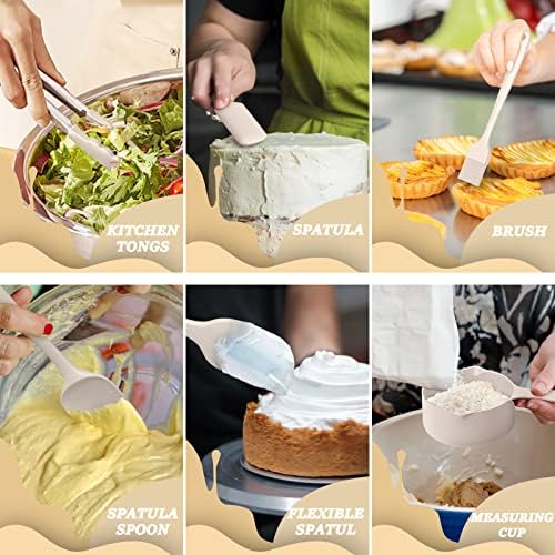 Mixing Bowls with Airtight Lids Set, 26PCS Stainless Steel Khaki Bowls with Grater Attachments, Non-Slip Bottoms & Kitchen Gadgets Set, Size 7, 4, 2.5, 2.0,1.5, 1QT, Great for Mixing & Serving - Image 6