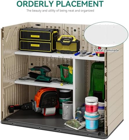 YITAHOME 30 Cuft Metal Storage Shed Shelf, Space-Saving Waterproof Shelf for Horizontal Storage Sheds,Waterproof for Garden, Patio, Garage, Easy Assembly,45.6" L X 13.2" W X 29.2" H, White - Image 3