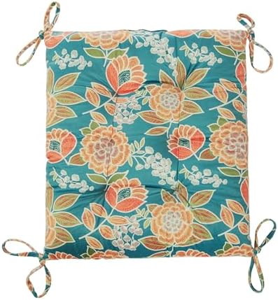 Outdoor Patio Cushion, Rocking Chair Cushion, Tufted Pads, Set of Upper and Lower with Ties Pack of 2 (2 Sets) - Back 20"×17", Seat 17"×17" (Green Bottom Flowers) - Image 3