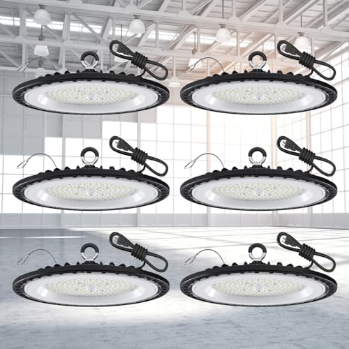 6 Pack UFO High Bay LED Shop Lights 250W, 30000 LM, 5000K, AC110-277V - Image 2