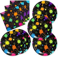 40pcs Neon Party Supplies Paper Plate and Napkins Neon Glow Birthday Colorful Graffiti Party Decoration for Glow Kids Baby Shower Birthday Decorations by Frypeas