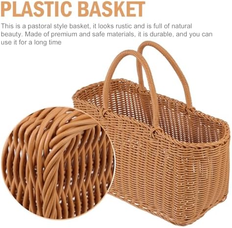 Fruit Holder Rattan Basket Imitation Wicker Baskets Organizer Storage Tote Outdoor Rattan Wicker Picnic Hamper - Image 6