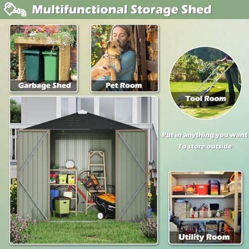 Devoko 8x6 FT Outdoor Storage Shed, Brown - Image 6