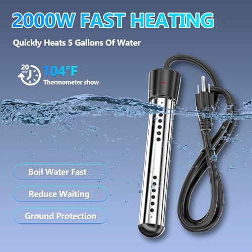 BSEED Portable Shower for Camping with Immersion Water Heater, 6000mAh Rechargeable Camping Shower with Intelligent LED Display, Outdoor Shower for Hiking, Travel, Pets & Car Washing, Wartering Plants - Image 3