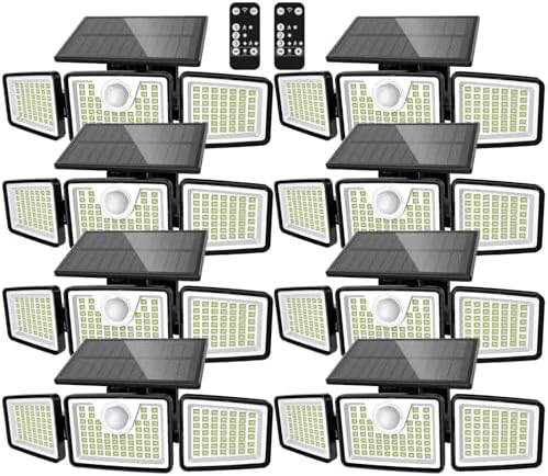 daphino 2500LM Solar Lights, Motion Sensor Outdoor Lights, 3-Head, 8 Pack by ChargebySunLightUpHome
