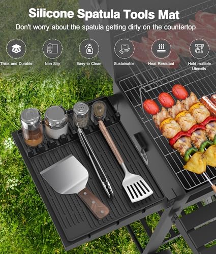 Silicone Grill Mat for Blackstone Griddle Accessories, 8-Slot Tool Mat - Image 2