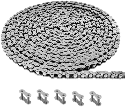 #41 Roller Chain 20 Feet for Gate Openers, Carbon Steel Operator Chain Replacement for Extension Automatic Sliding Gate Opener, Garage Hanger Door, Include 5 Connecting Links by luxlead