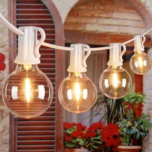 Ollny Outdoor String Lights, 100FT LED Patio Lights Waterproof White Wire by Ollny