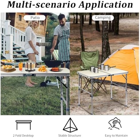 Aluminum Folding Camping Table, Folding Table (White, 3FT) - Image 6