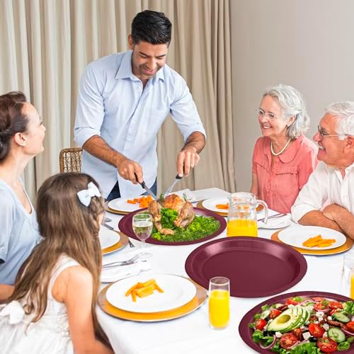 50 Pack Burgundy Plates 12.2" x 10.2" Heavy-duty Paper Oval Dinner Plates - Image 6