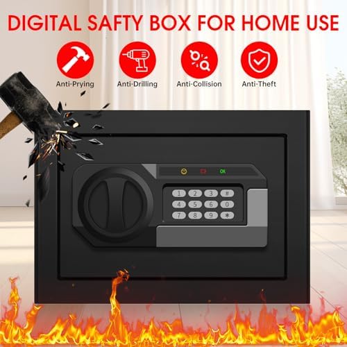 1.3 Cuft Safe Box Fireproof Waterproof, Digital Security Safes for Home Use Fire and Water Proof with Combination Lock, Alarm System and Removable Shelf, Anti-Theft Document Safes For Money, Jewelry - Image 2